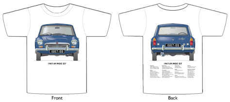 MGC GT (wire wheels) 1967-69 T-shirt Front & Back